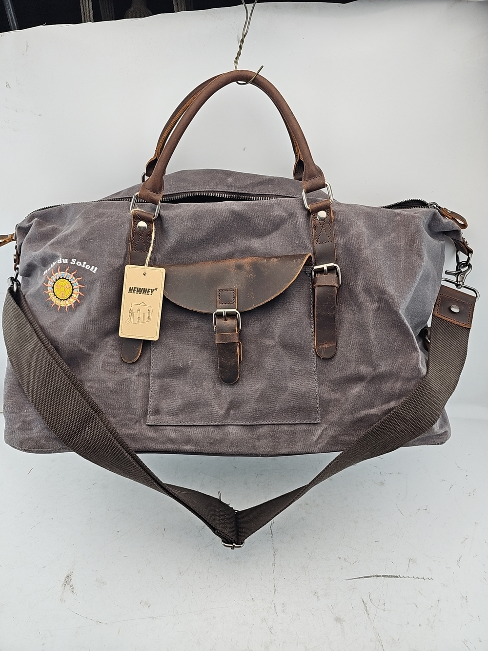 NEWHEY Canvas and Leather Travel Bag